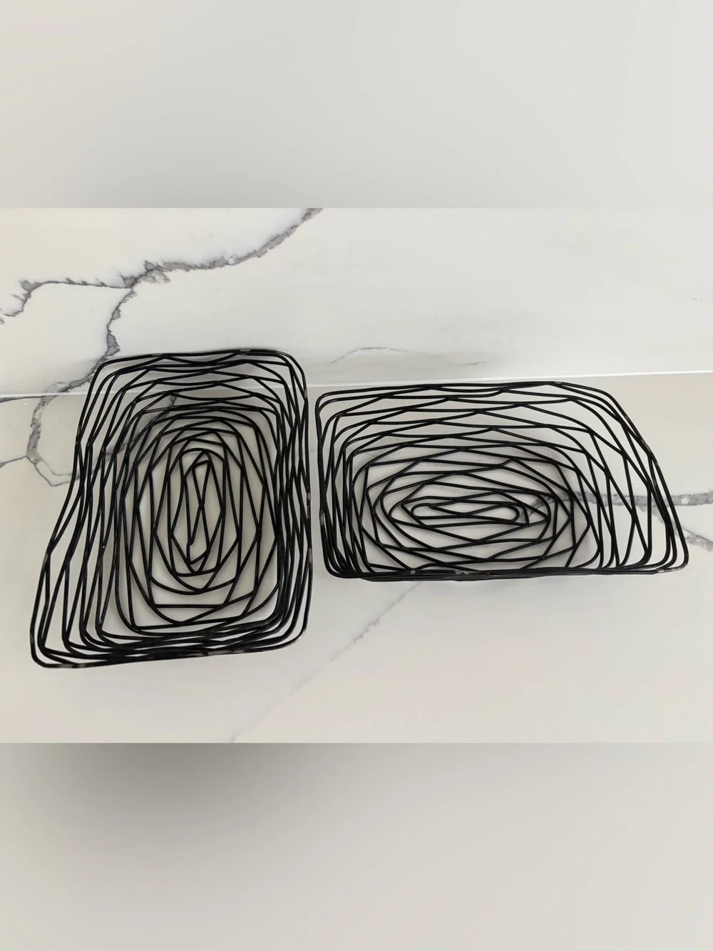 Modern Black Wire Decorative Baskets - Set of 2